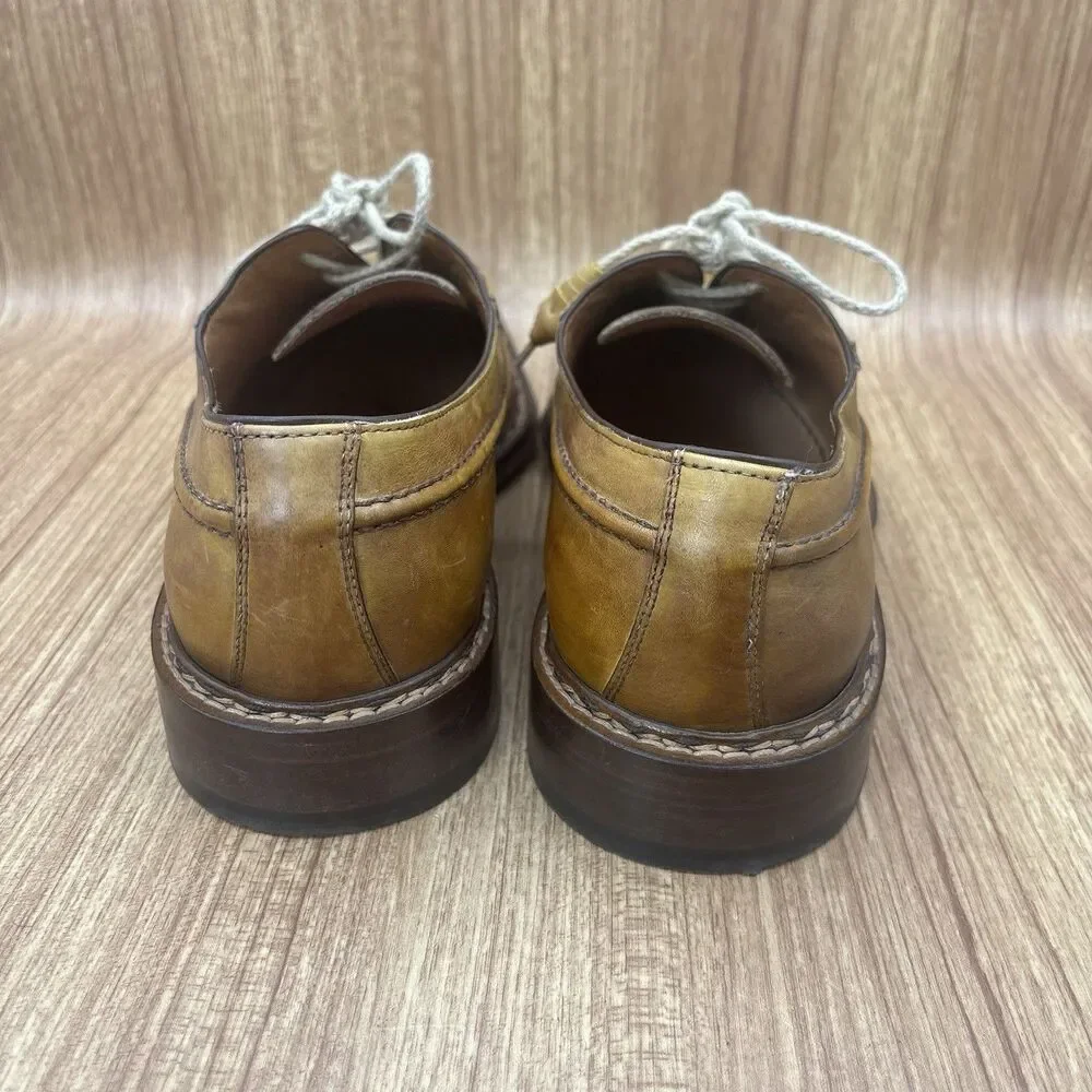 Soulier Men’s Dress Oxford Square Toe Leather Yellow Brown Italy EU 43 / Mens 10